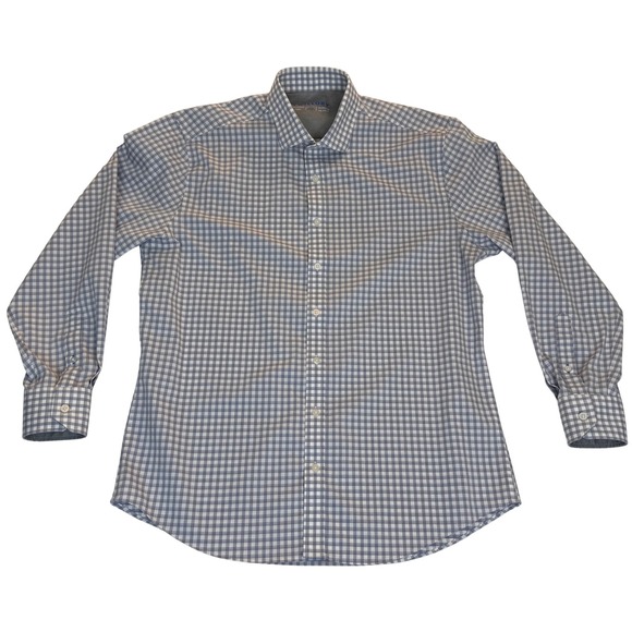 Other - TWILLORY‎ Performance Tailored Fit Dress Shirt Blue/White Check Men's Sz L 34/35